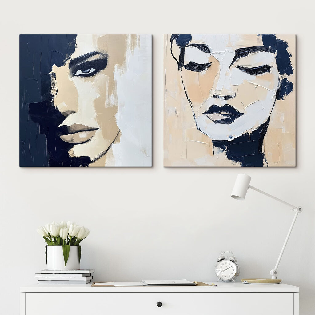 Schilderij van het gezicht van een vrouw — interieur 1