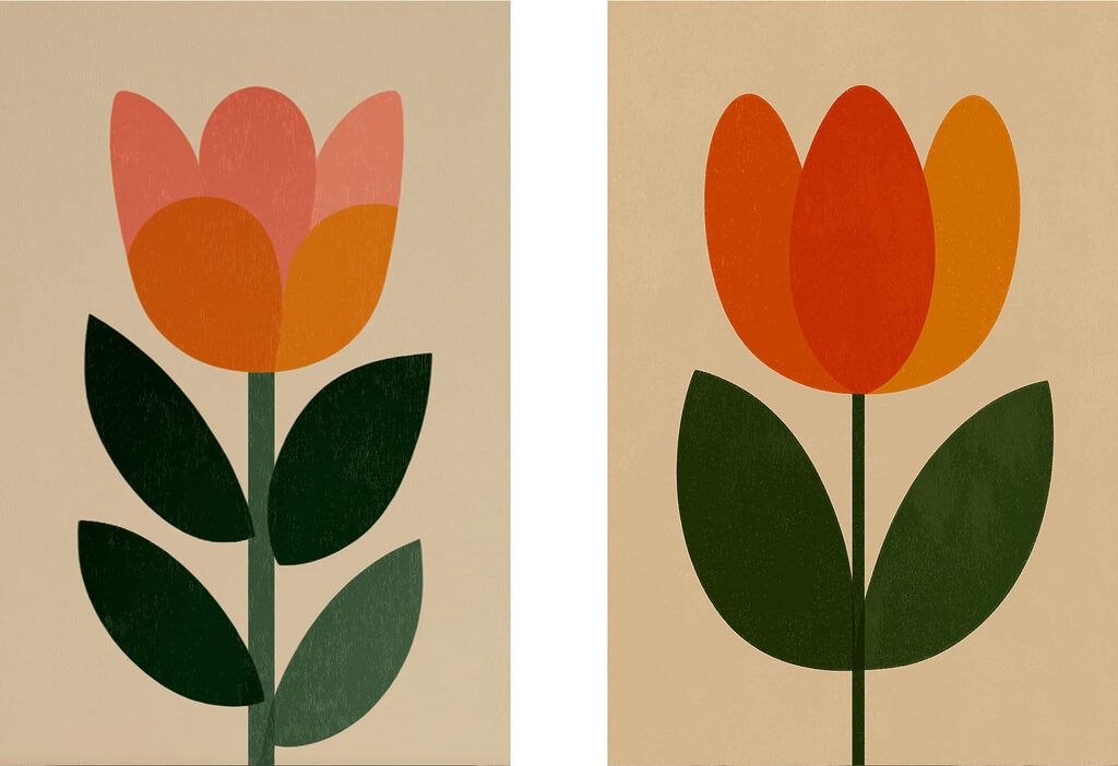 Een paar bloemen met bladeren — volledig ontwerp