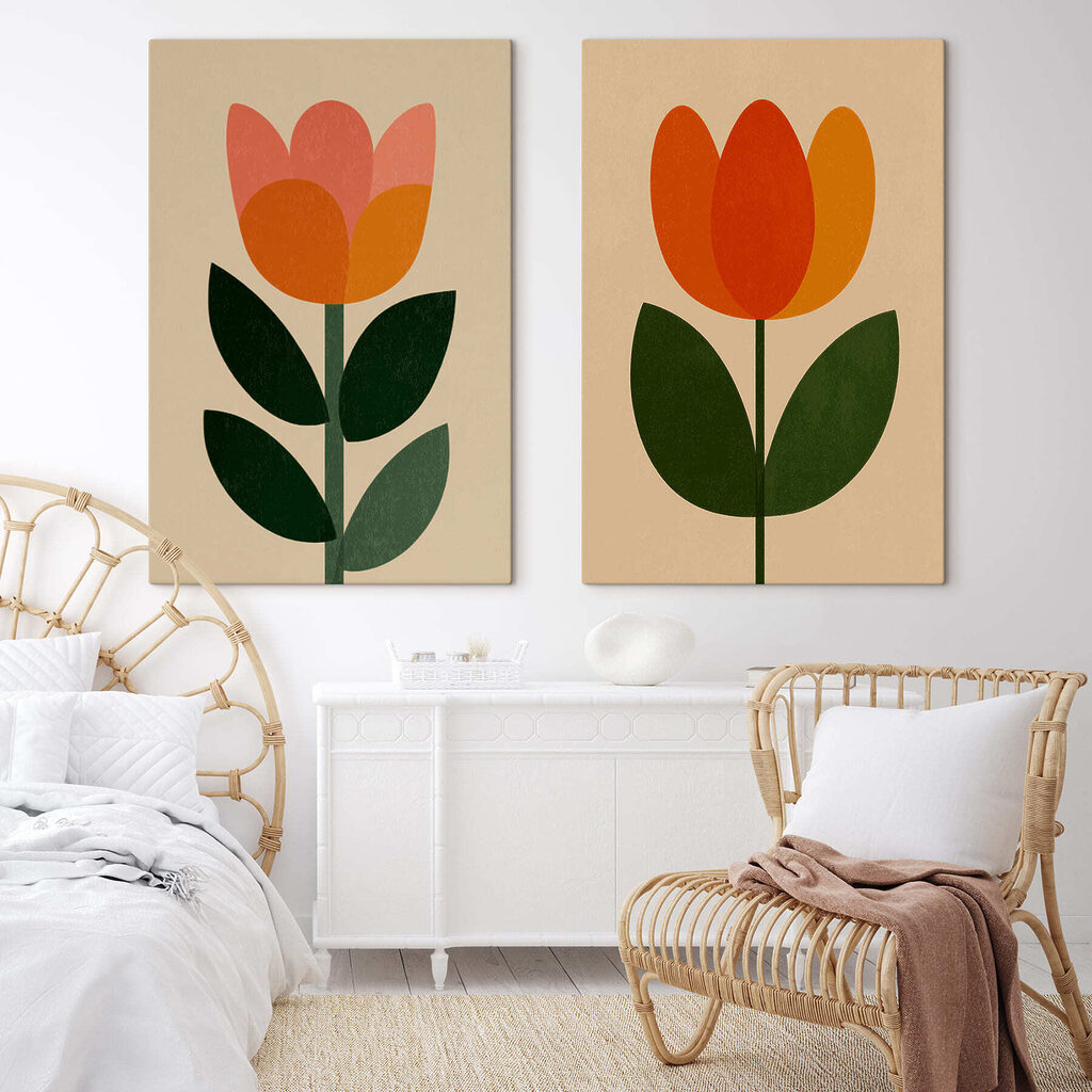 Een paar bloemen met bladeren — interieur 1