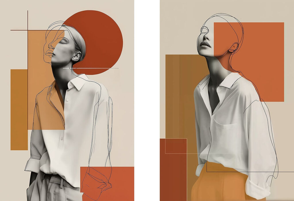 Collage van een vrouw — volledig ontwerp