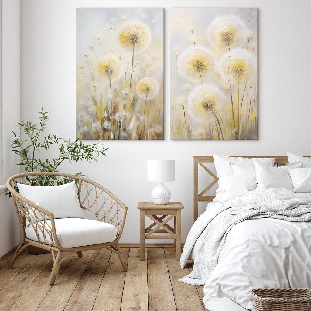 Schilderij van paardenbloemen — interieur 1