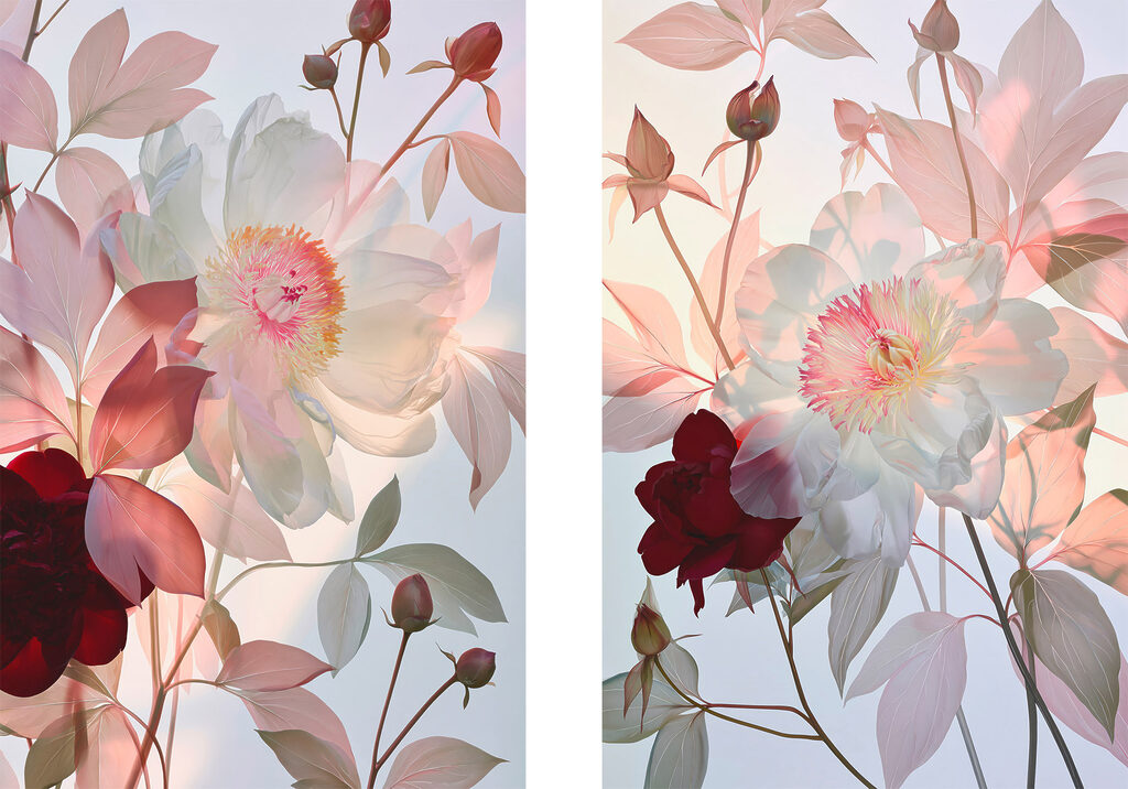 Zachte bloemen in subtiele tinten — volledig ontwerp