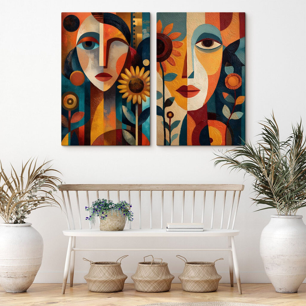 Collage van een schilderij van een vrouw en een vrouw — interieur 2
