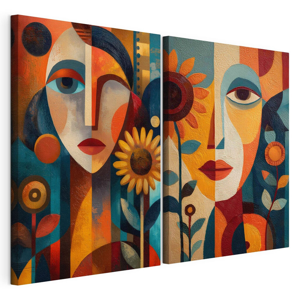 Collage van een schilderij van een vrouw en een vrouw — productweergave
