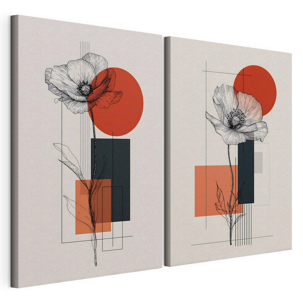 Collage van bloemen en geometrische vormen — productweergave