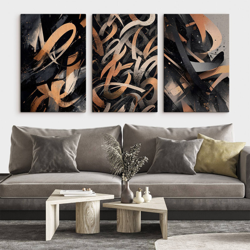 Verzameling kunstwerken in een interieur