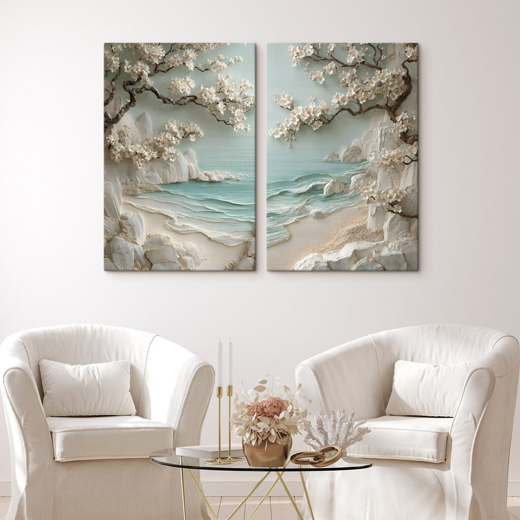 Schilderij van een strand en een boom — interieur 2