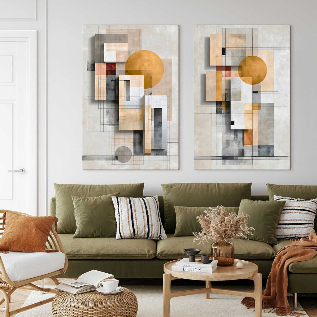 Schilderij met geometrische vormen en cirkels — interieur 2