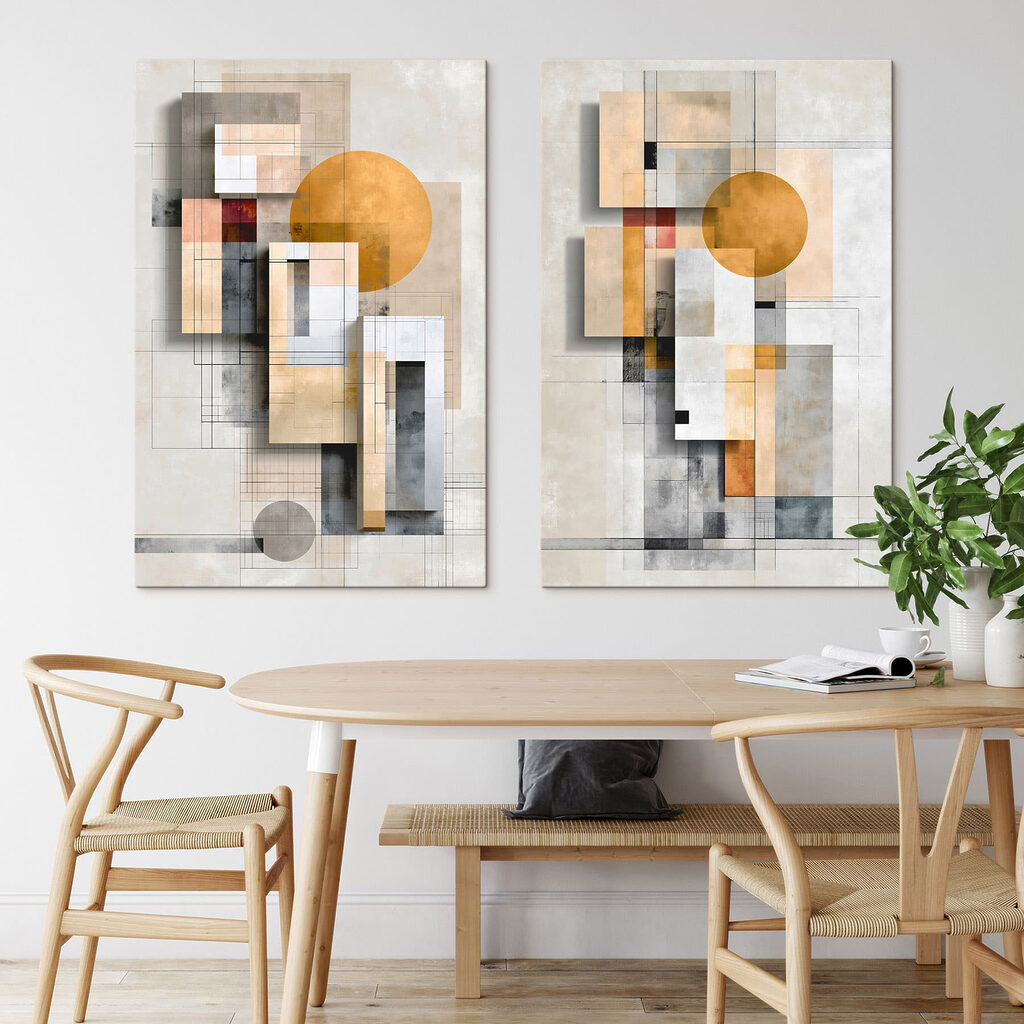 Schilderij met geometrische vormen en cirkels — interieur 1