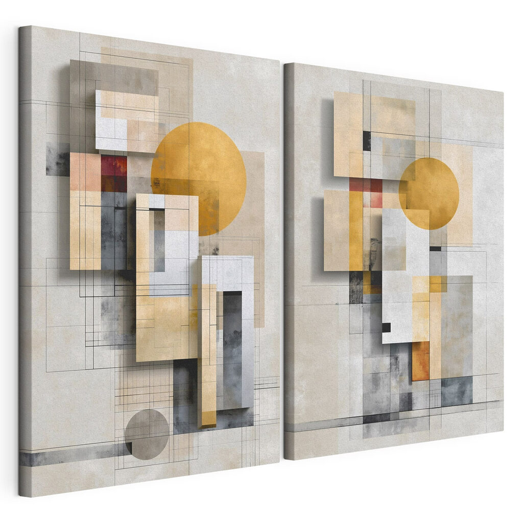 Schilderij met geometrische vormen en cirkels — productweergave