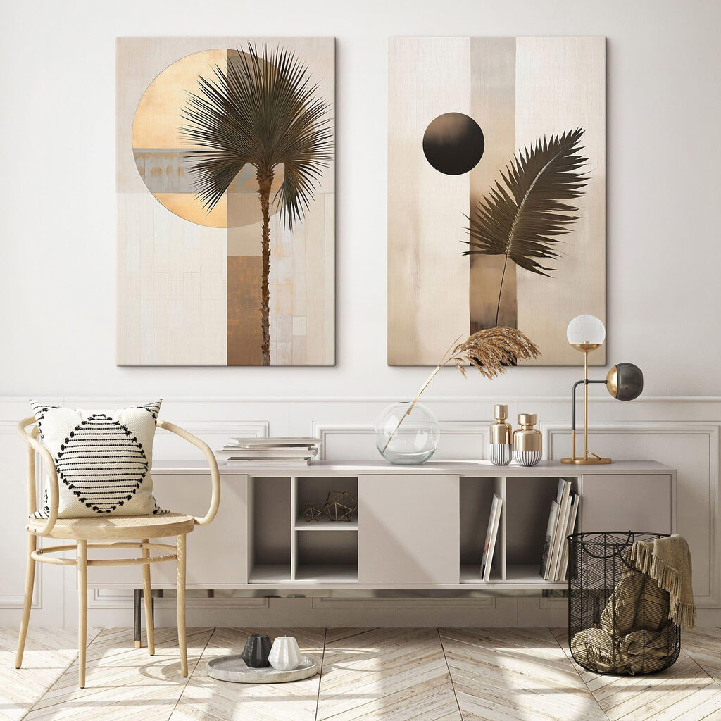 - Artistieke tropische abstractie in neutrale tinten — interieur 1