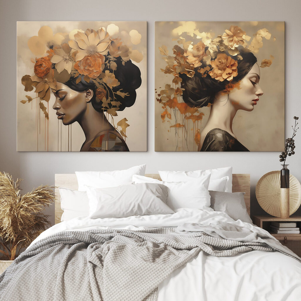 Schilderij van een vrouw met bloemen in haar haar — interieur 2