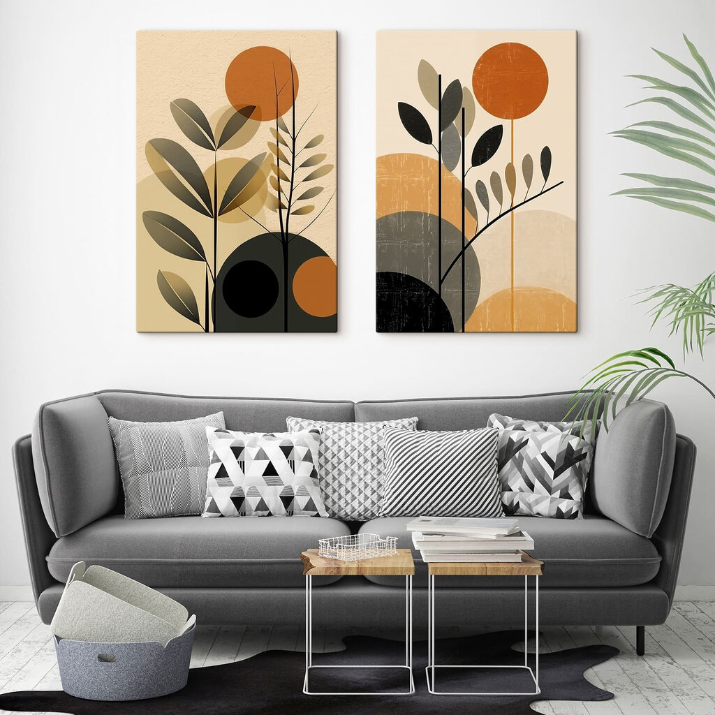 Twee afbeeldingen van planten en cirkels — interieur 2