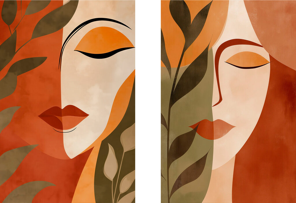 Collage van het gezicht van een vrouw — volledig ontwerp