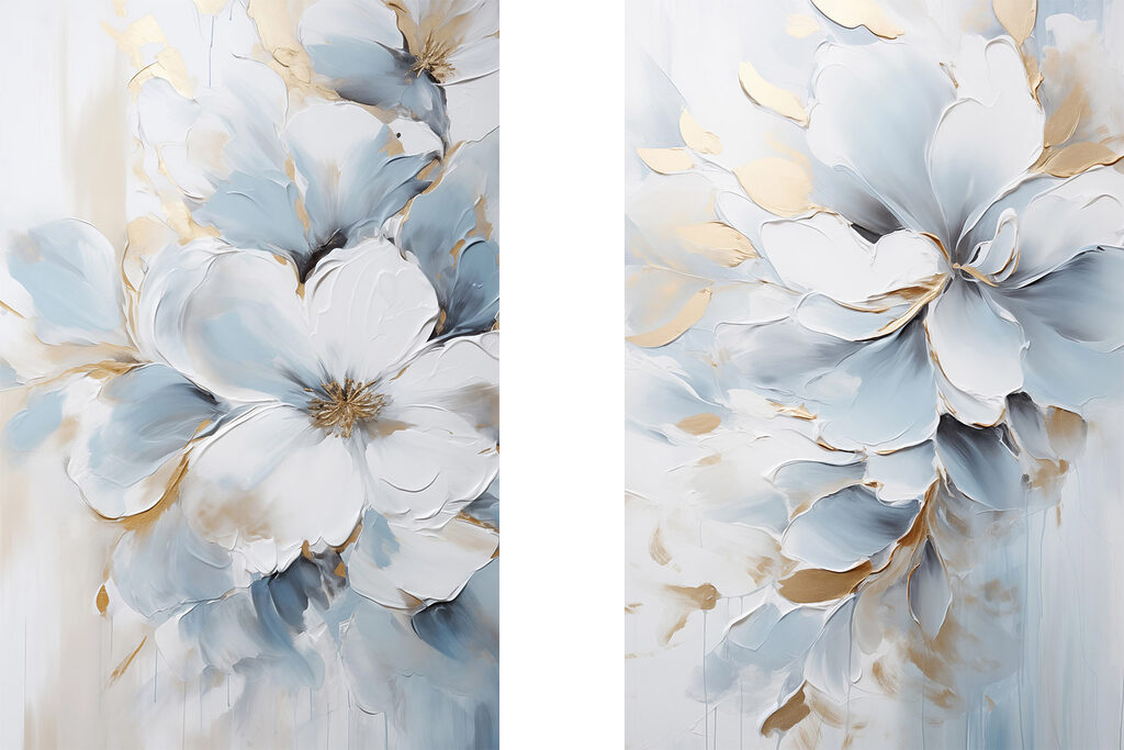 Verfijnde bloemen in zachte tinten — volledig ontwerp