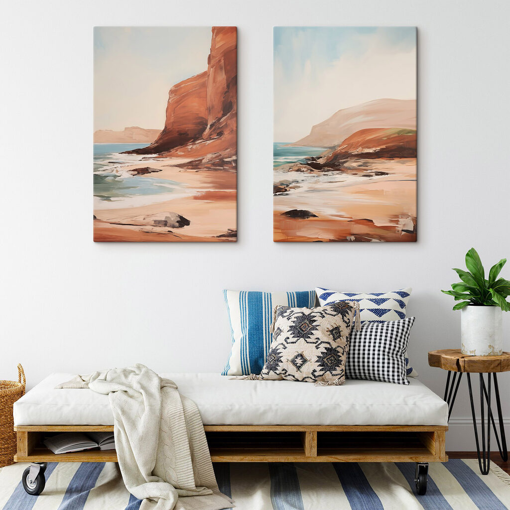 Schilderij van een strand en een rotsachtige klif — interieur 2