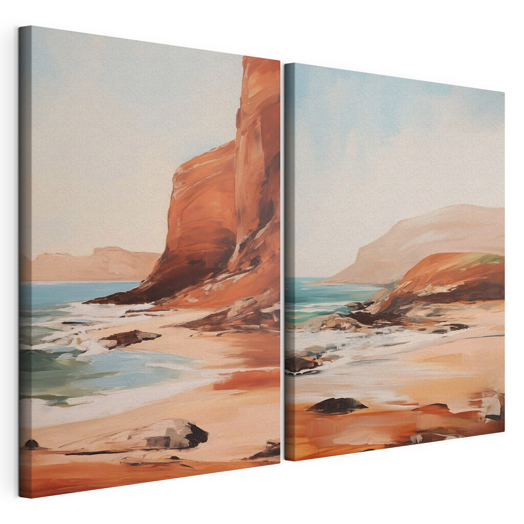 Schilderij van een strand en een rotsachtige klif — productweergave