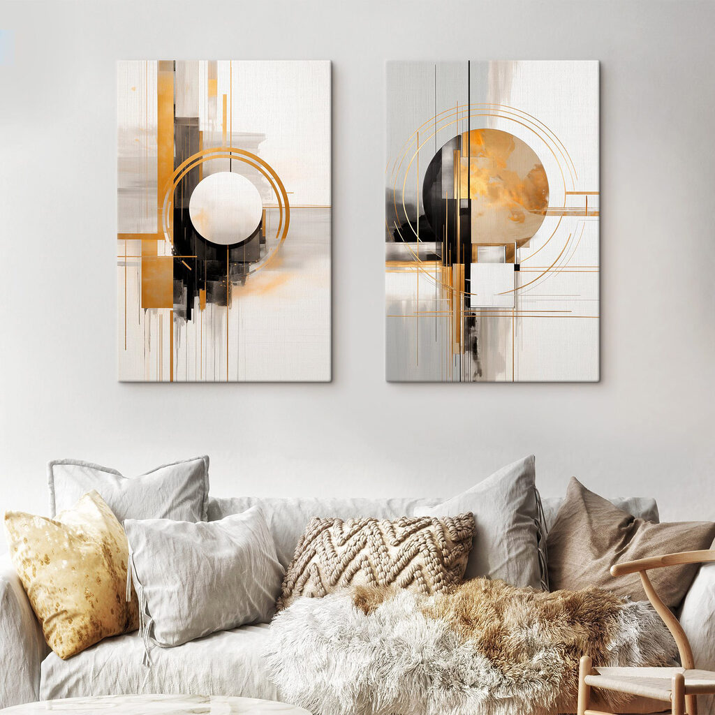 Twee kunstwerken in een interieur