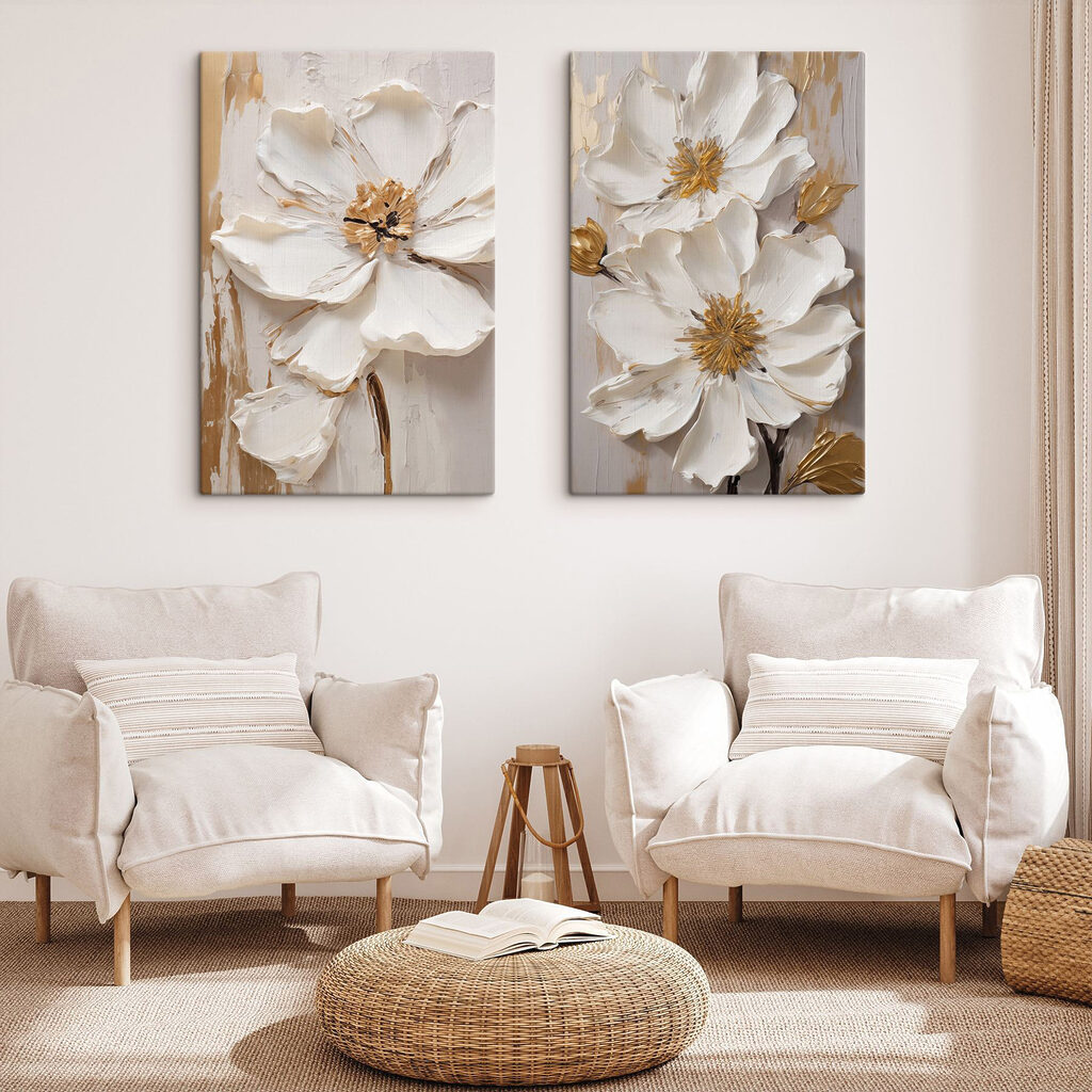 Verfijnde bloemen in zachte tinten — interieur 1