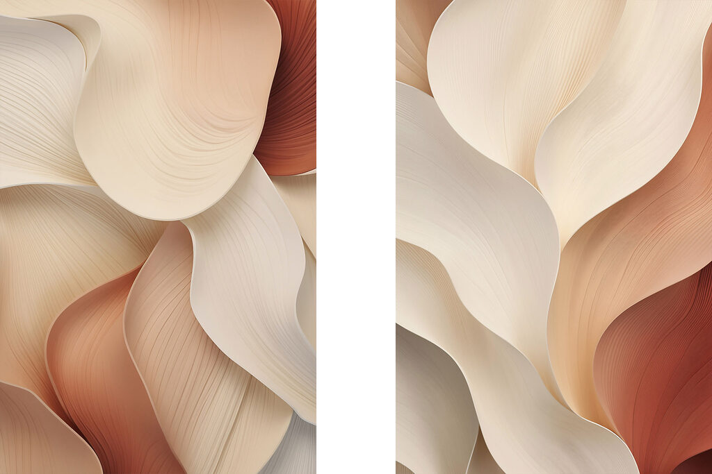 Vloeiende vormen in een zacht kleurenpalet — volledig ontwerp