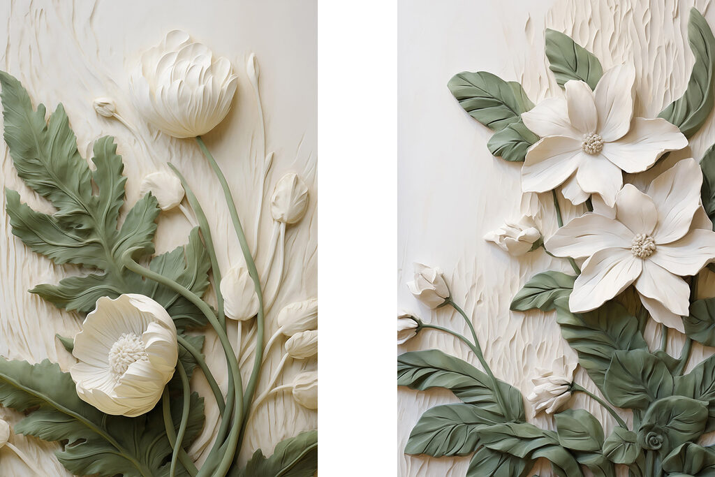 Elegante bloemmotieven in zachte tinten — volledig ontwerp