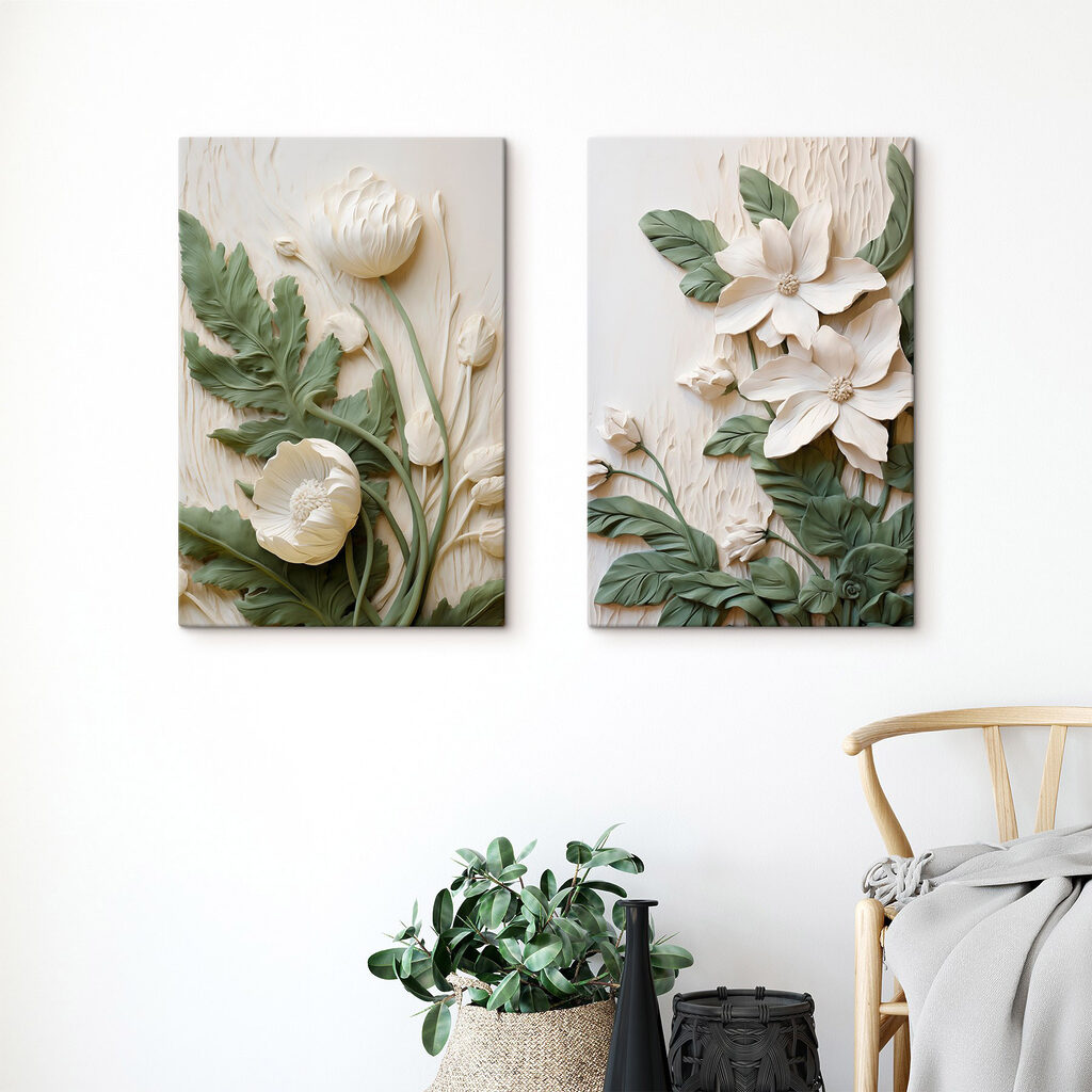 Elegante bloemmotieven in zachte tinten — interieur 1