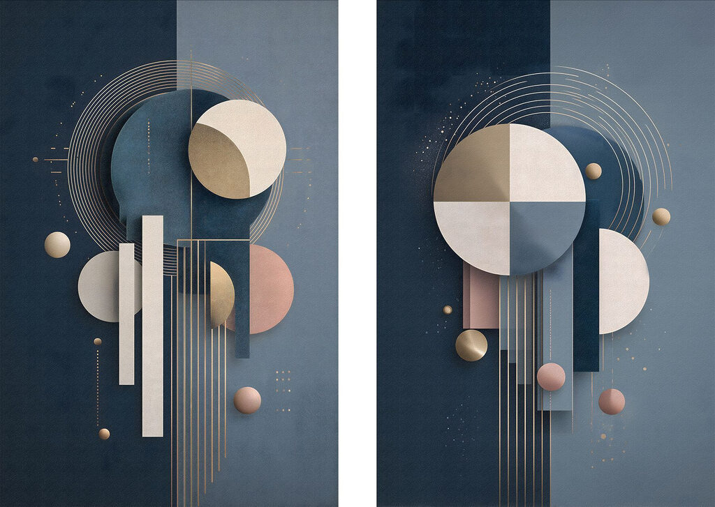 Collage van kunst met cirkels en lijnen — volledig ontwerp