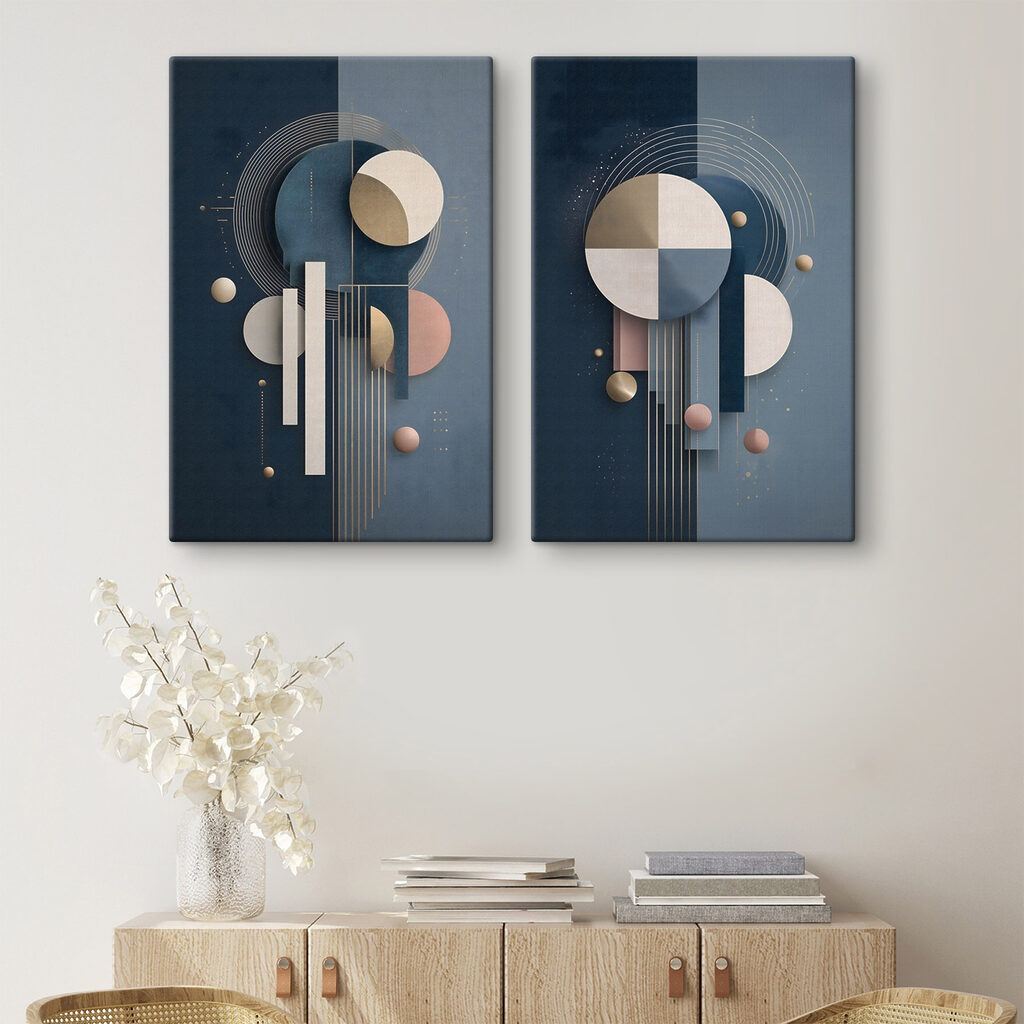 Collage van kunst met cirkels en lijnen — interieur 1