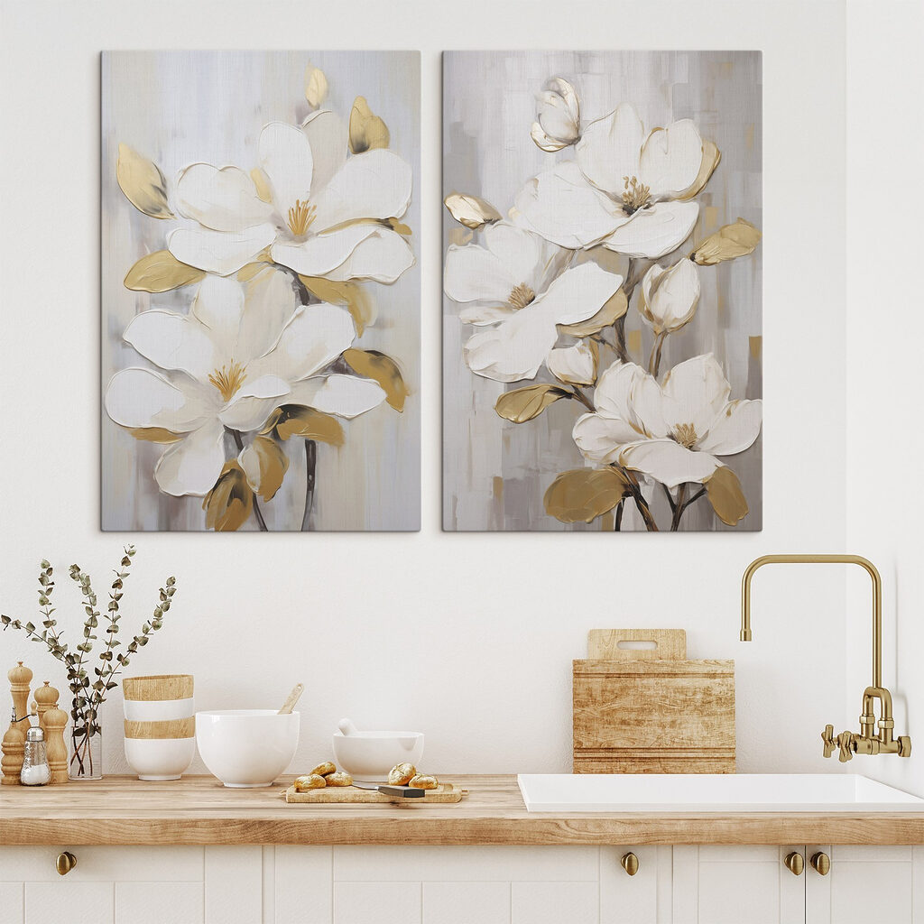 Schilderij van witte bloemen — interieur 2