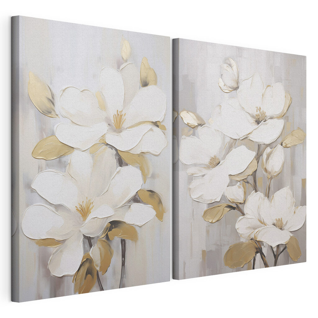 Schilderij van witte bloemen — productweergave