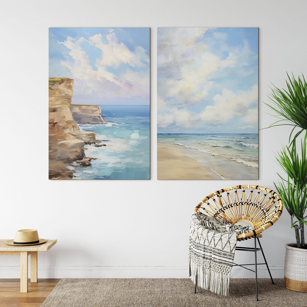 Schilderij van een strand en een klif — interieur 1