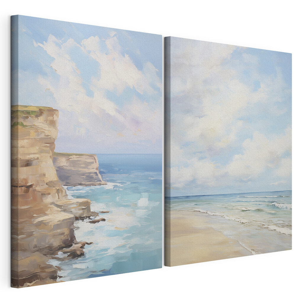 Schilderij van een strand en een klif — productweergave
