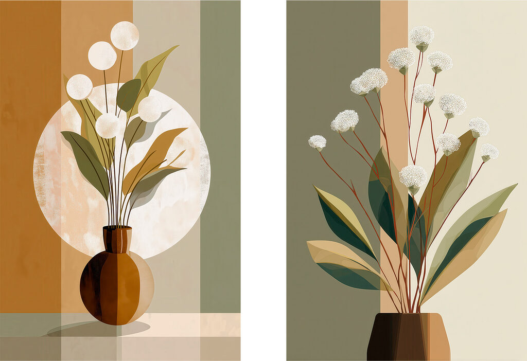 Schilderij van bloemen in een vaas — volledig ontwerp