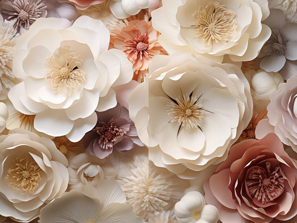 Collage van papieren bloemen — volledig ontwerp