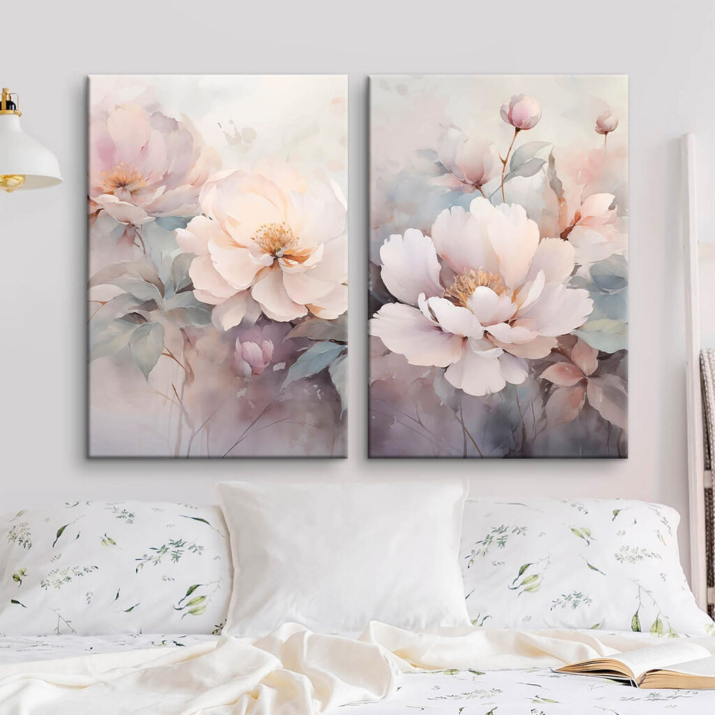 Verfijnde bloemen in zachte pasteltinten in een interieur