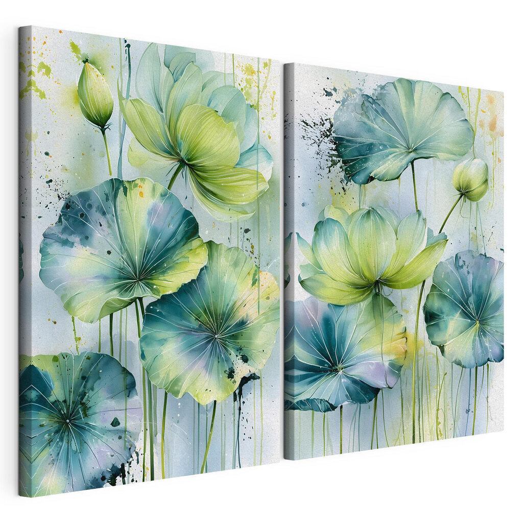 Schilderij van bloemen met groene bladeren — productweergave