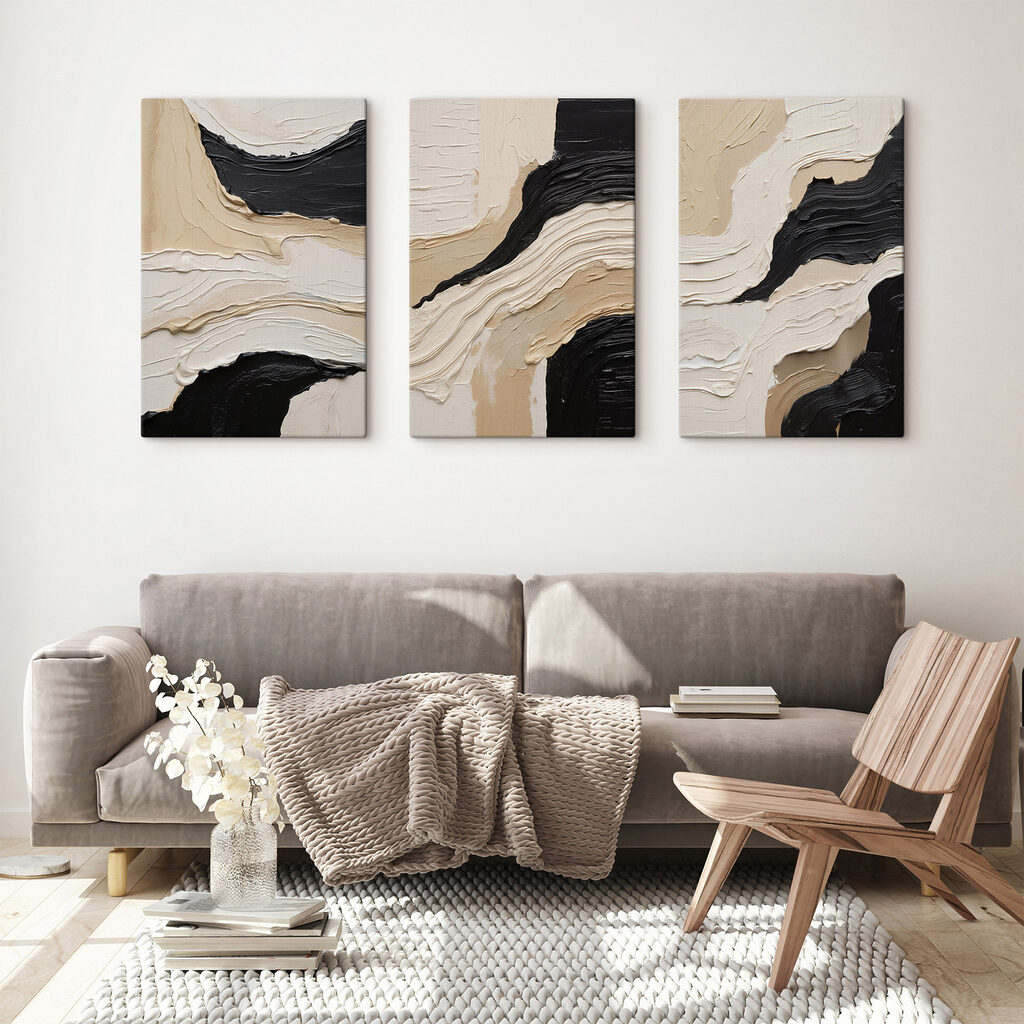 Abstracte lijnen in neutrale tinten in een interieur