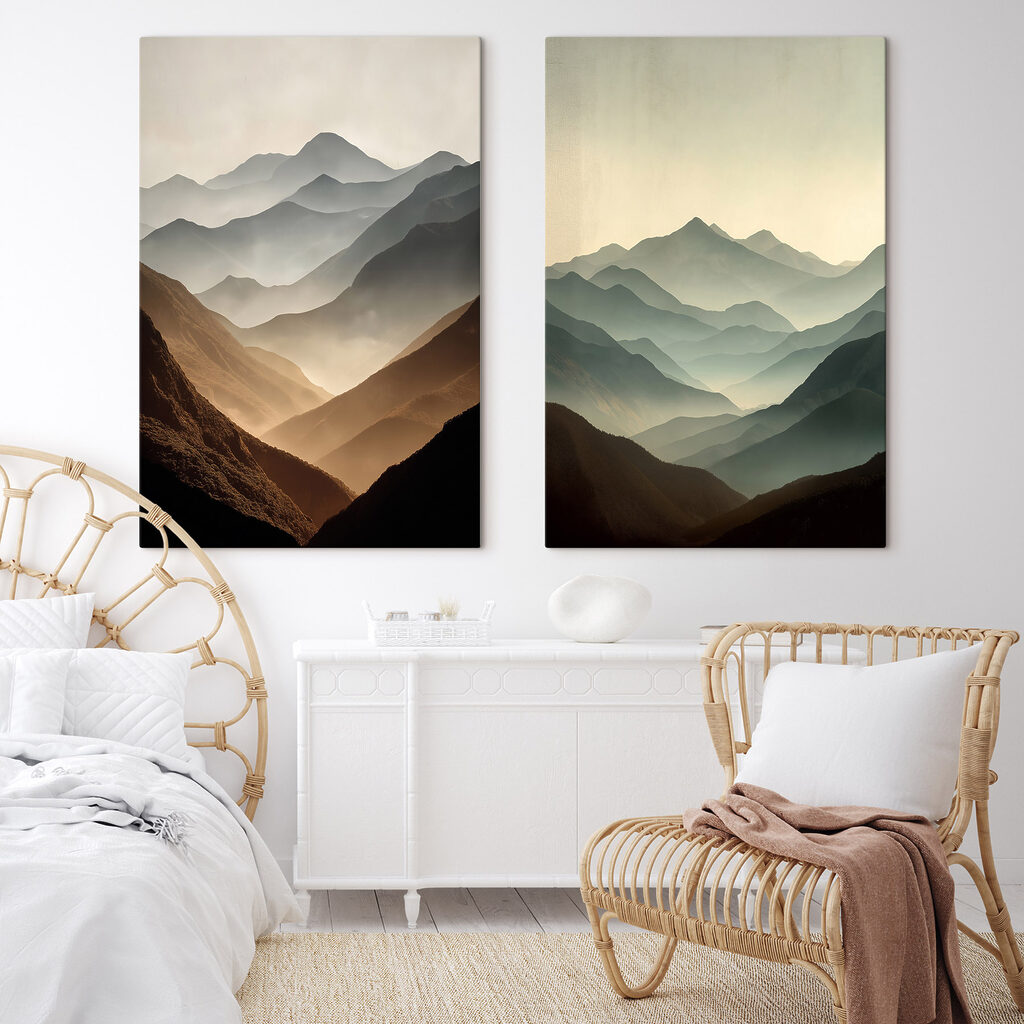 Vergelijking van bergen met mist — interieur 2
