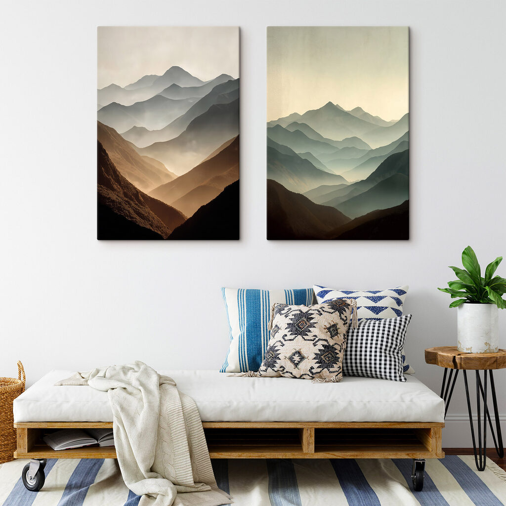 Vergelijking van bergen met mist — interieur 1
