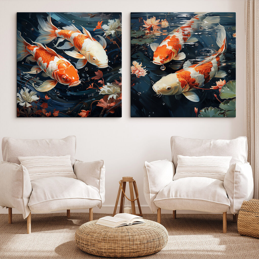 Collage van een paar vissen die in het water zwemmen — interieur 1
