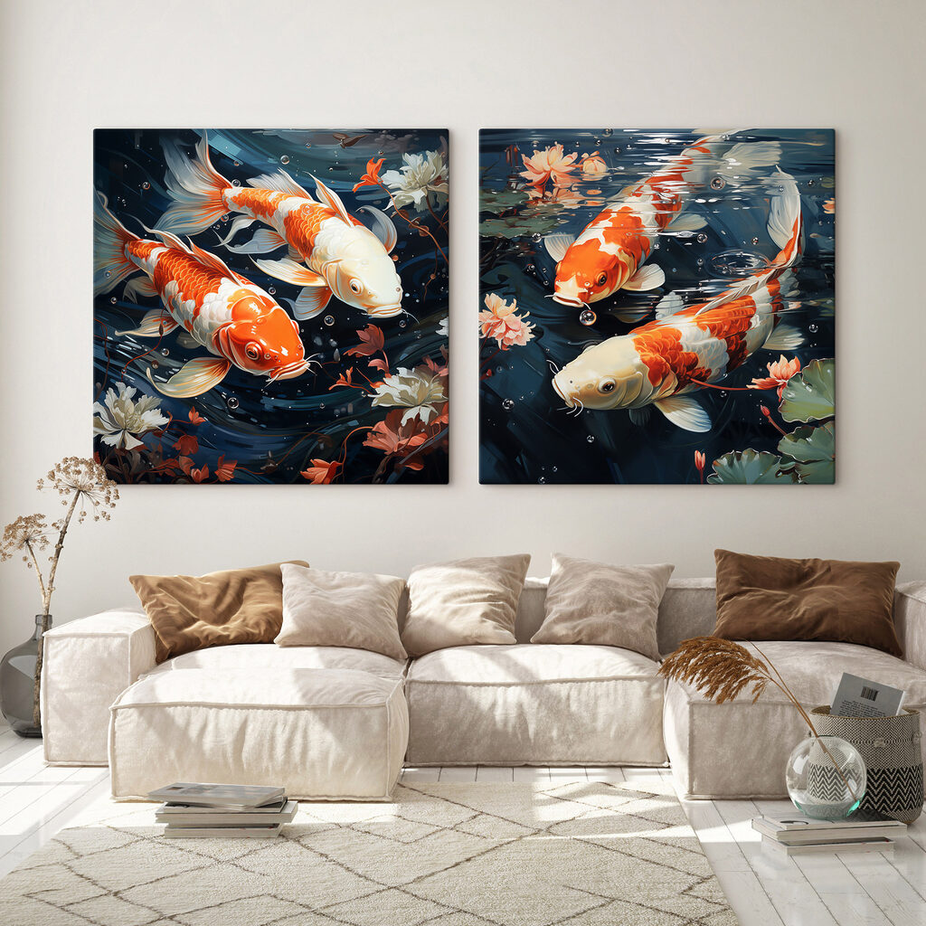 Collage van een paar vissen die in het water zwemmen — interieur 2