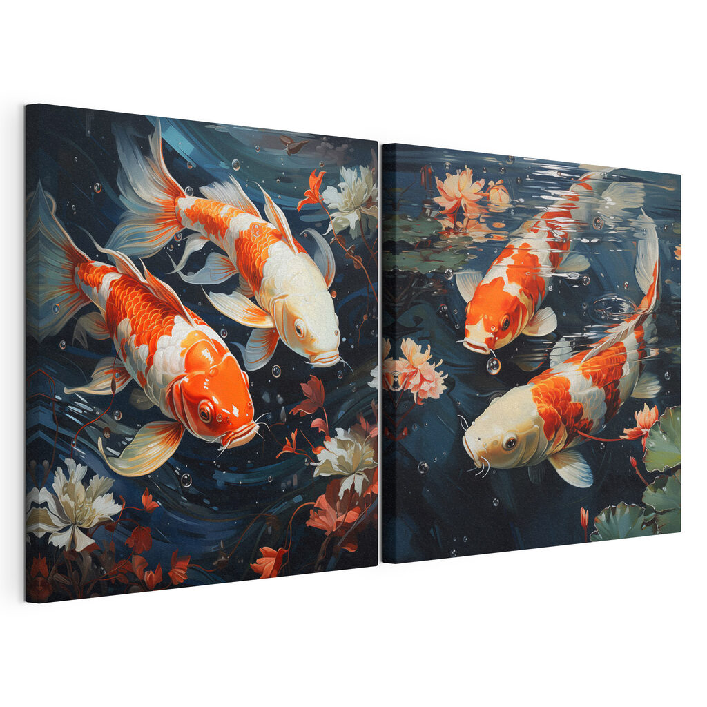 Collage van een paar vissen die in het water zwemmen — productweergave