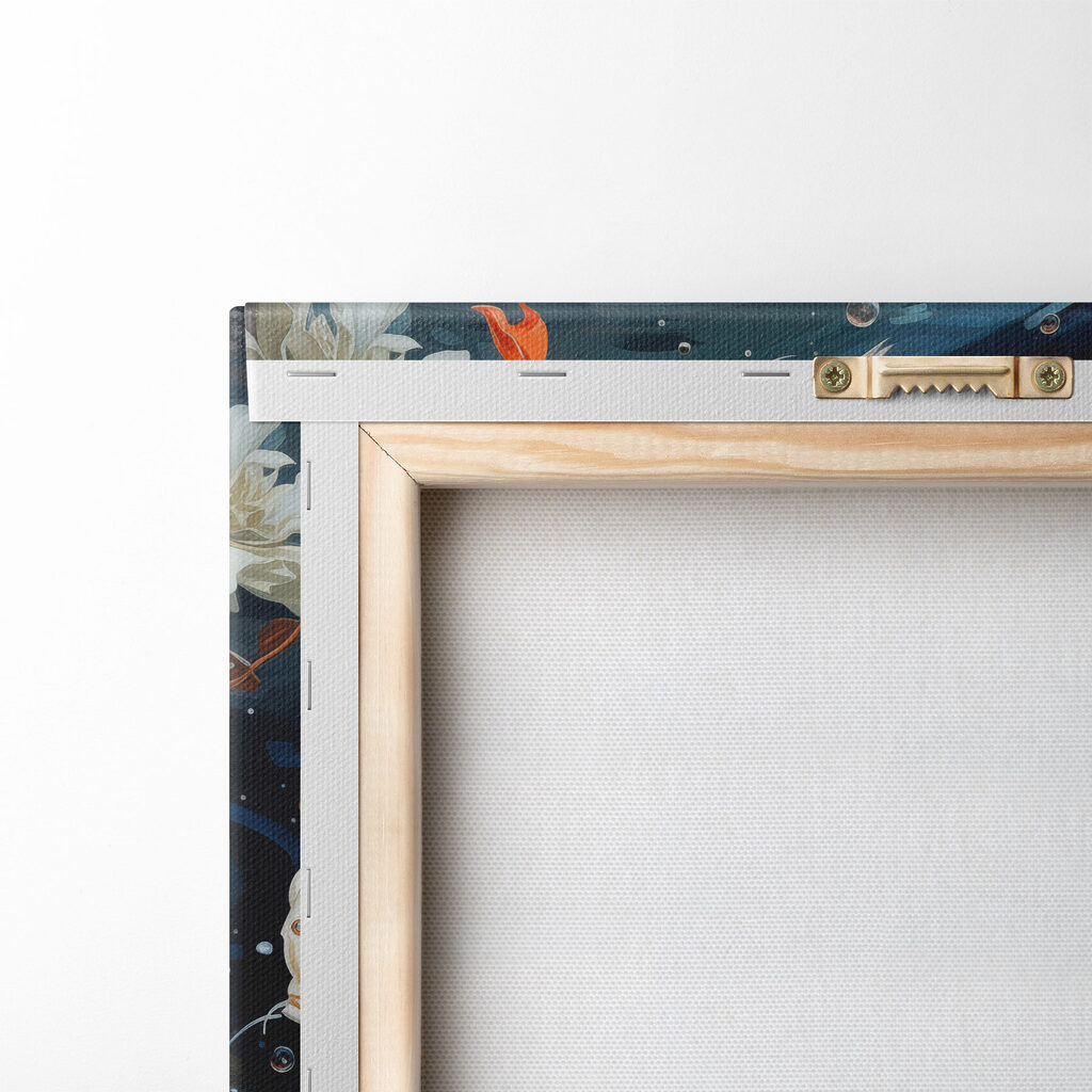 Collage van een paar vissen die in het water zwemmen — achterkant