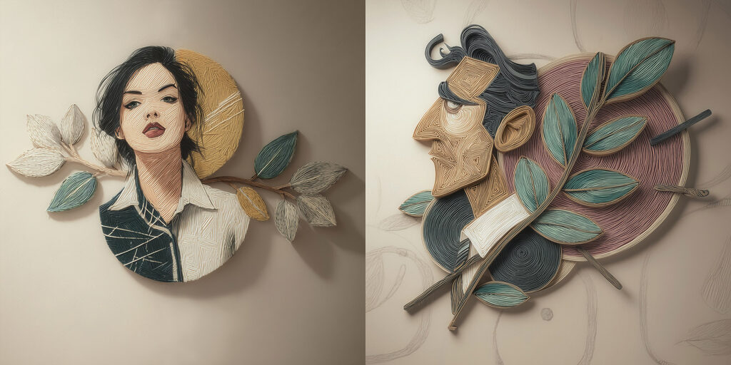 Collage van een man en het gezicht van een man — volledig ontwerp