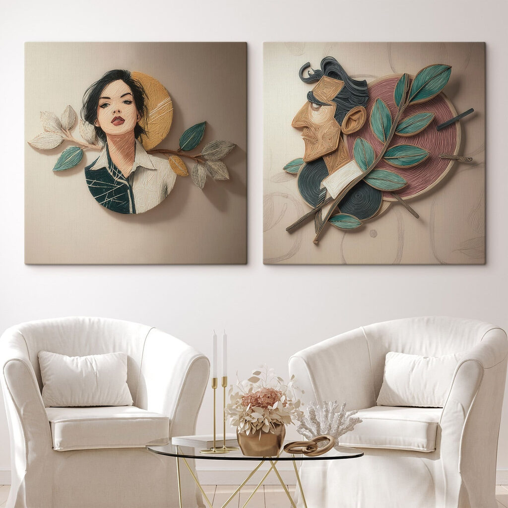 Collage van een man en het gezicht van een man — interieur 2