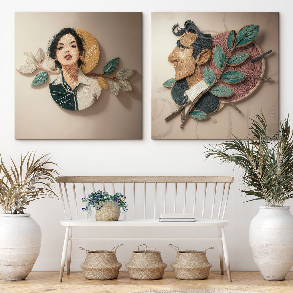 Collage van een man en het gezicht van een man — interieur 1