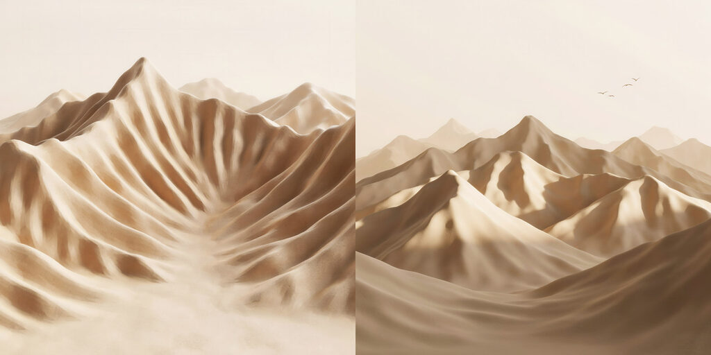 Bergketen met zand — volledig ontwerp