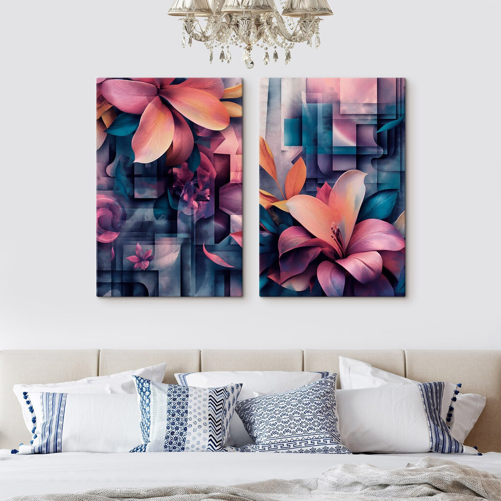 Bloemencollage in een interieur