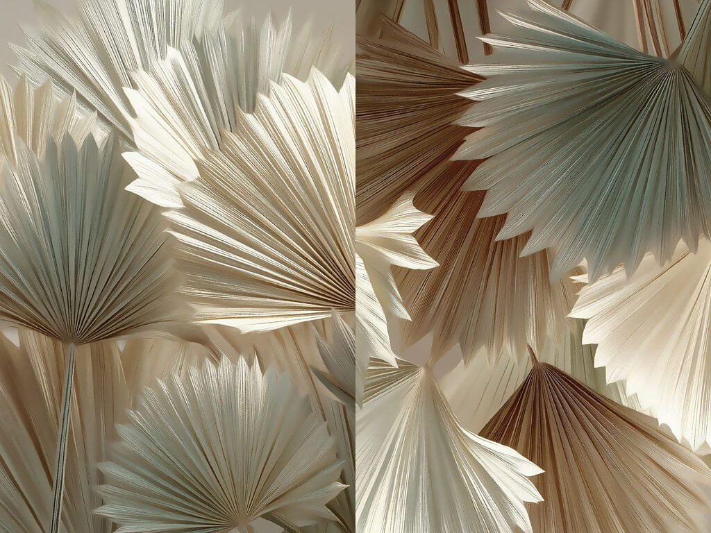 Collage van waaiervormige bladeren — volledig ontwerp