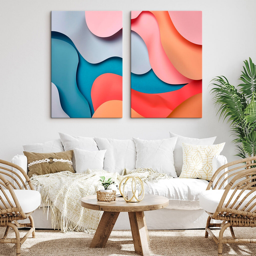 Collage van verschillend gekleurde vormen — interieur 2